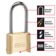 Master Lock Combination Lock, 2in, 2-1/4in Shackle, Resettable