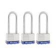 Master Lock Laminated Pin Tumbler Padlock, 1-1/2in Shackle, 3 pack