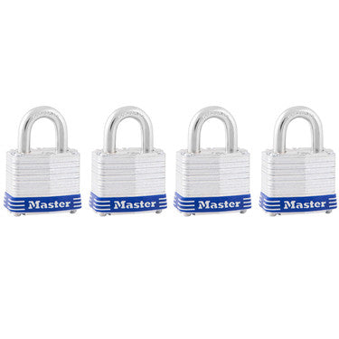 Master Lock Laminated Padlock, 1-9/16in, 4 pack