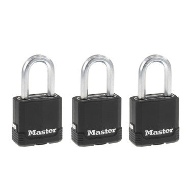 Master Lock Laminated Padlock, Magnum Covered Steel, 3 pack