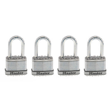 Master Lock Laminated Padlock, 1-1/2in Shackle, 4 pack