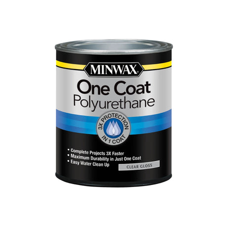 Minwax One Coat Polyurethane Finish QUART - GLOSS - CLEAR / GLOSS