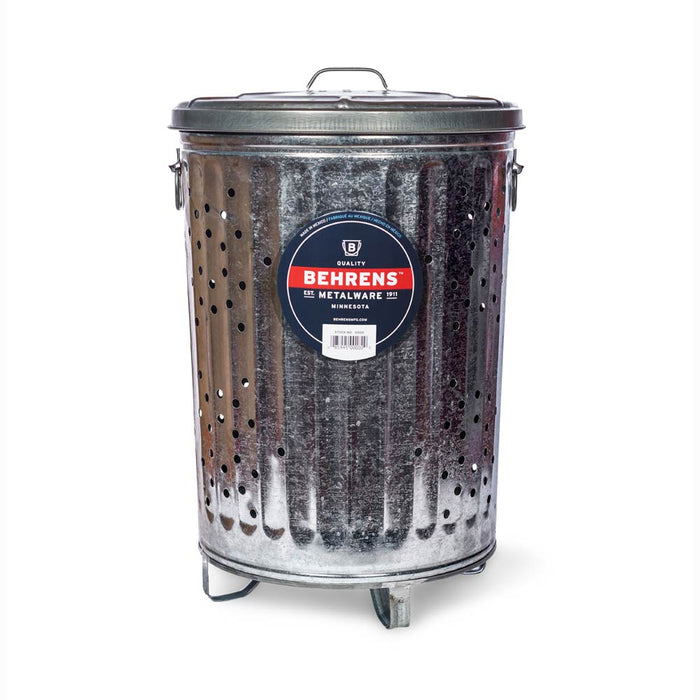 Behrens Galvanized Steel Outdoor Compost Can With Lid, 20 Gallon