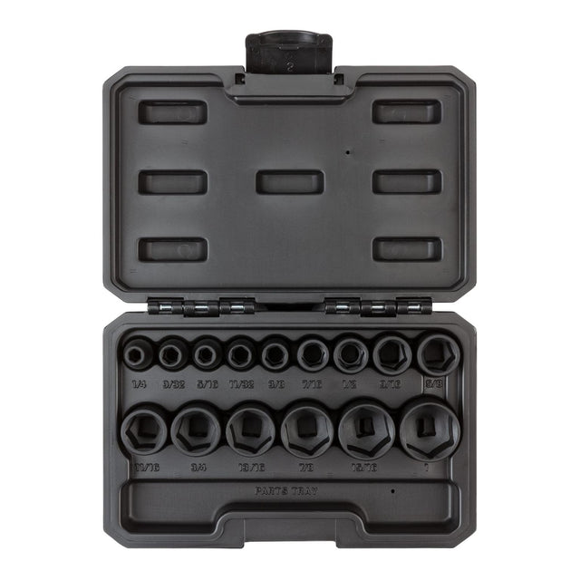 Tekton 3/8 Inch Drive 6-Point Impact Socket Set, 15-Piece (1/4-1 in.) - Case