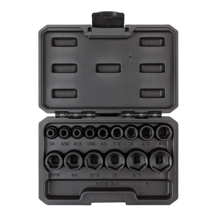 Tekton 3/8 Inch Drive 6-Point Impact Socket Set, 15-Piece (1/4-1 in.) - Case