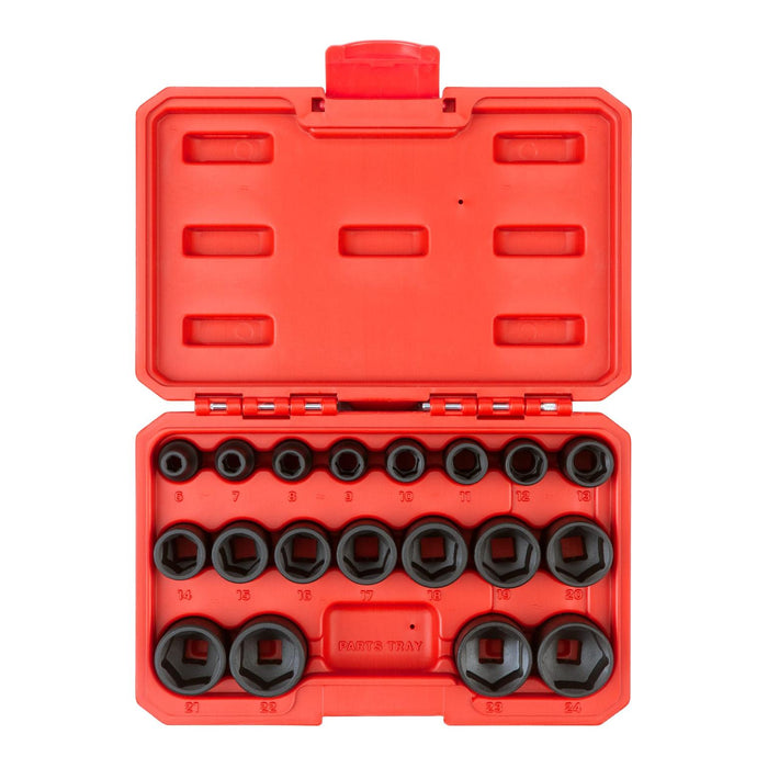 Tekton 3/8 Inch Drive 6-Point Impact Socket Set, 19-Piece (6-24 mm) - Case