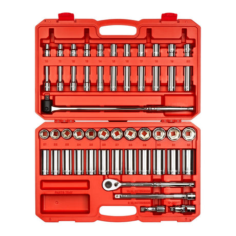 Tekton 1/2 Inch Drive 6-Point Socket and Ratchet, 51-Piece (10-32 mm)