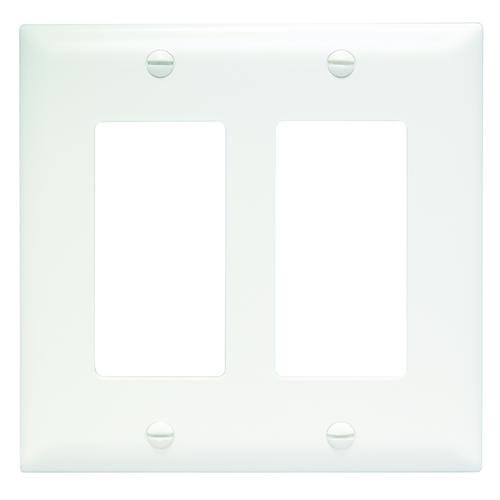 Pass & Seymour 2 Gang Decorator Wall Plate, White WHITE / 2G