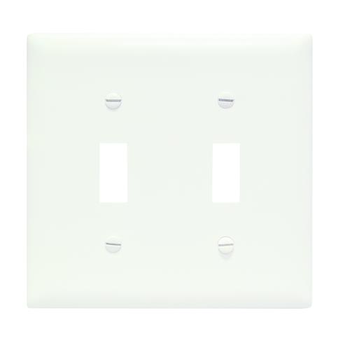 Pass & Seymour 2 Gang 2 Toggle Wall Plate, White WHITE / 2G