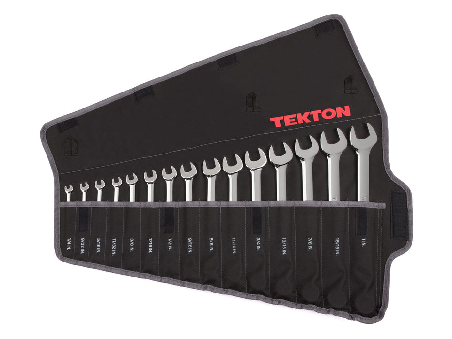 Tekton Combination Wrench Set, 15-Piece (1/4-1 in.) - Pouch