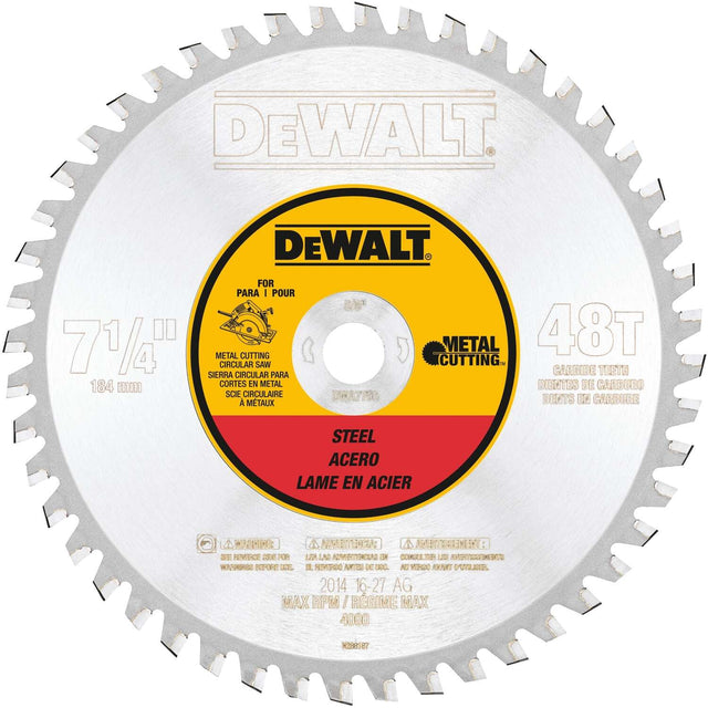 Dewalt 7-1/4 IN. X 5/8 IN. 48-Tooth Ferrous Metal Cutting Carbide Circular Saw Blade