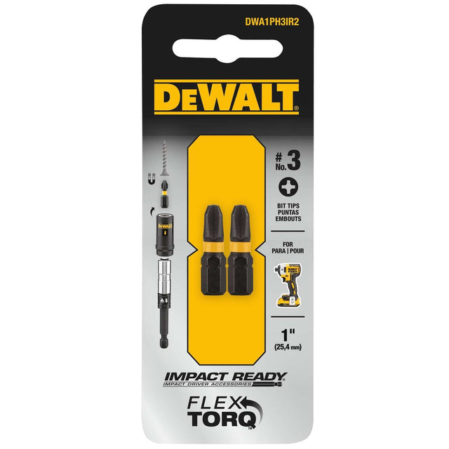 Dewalt FlexTorq Impact Ready Phillips No.3 X 1 IN. Screwdriver Bit - BLACK OXIDE - 2 PACK