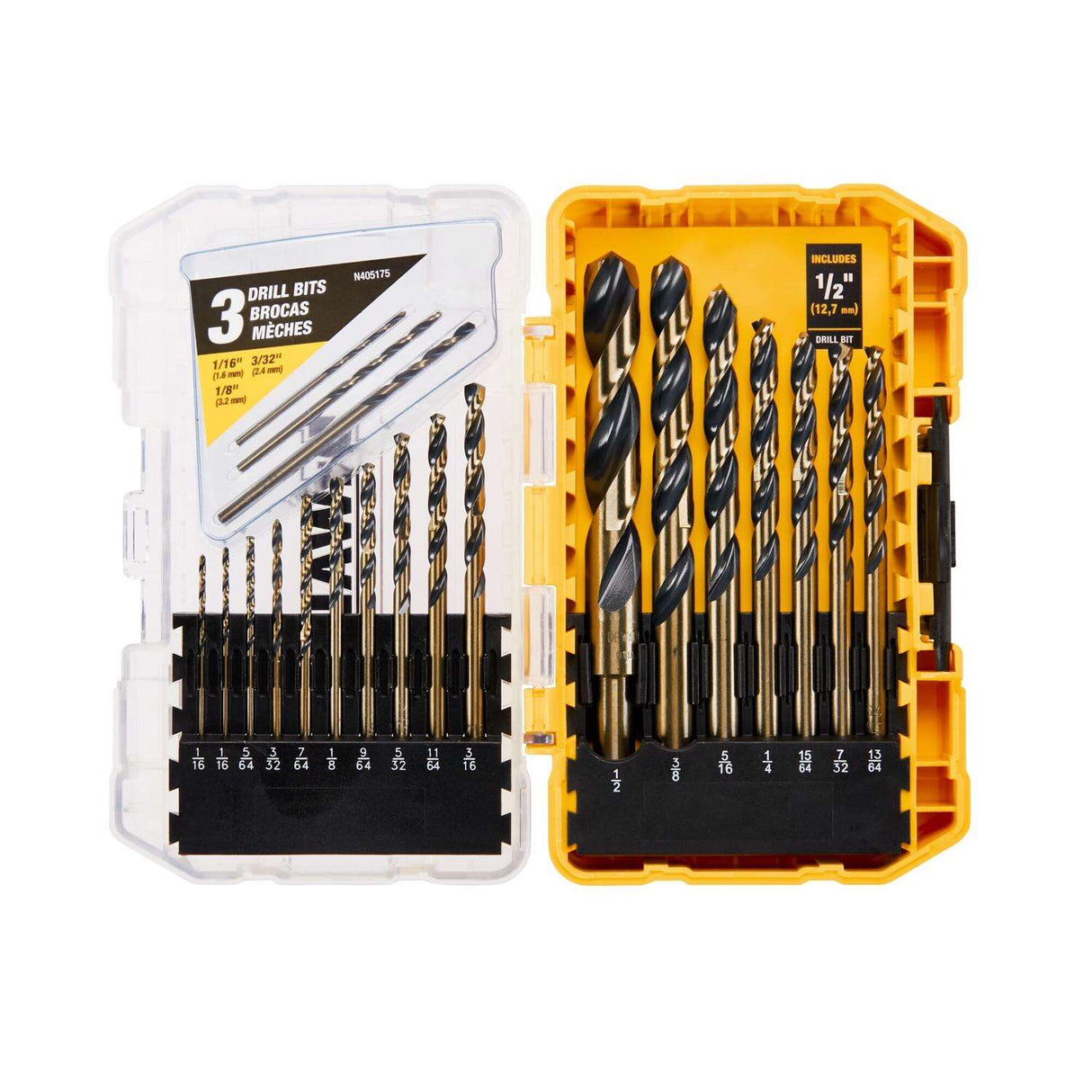 Dewalt Black & Gold High Speed Steel Pilot Point Drill Bit Set - 20 PIECES BLACK