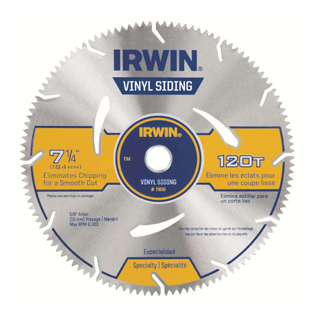 IRWIN INDUSTRIAL TOOL Marathon 7-1/4 in. D X 5/8 in. Steel Circular Saw Blade 120 teeth 7_1/4IN