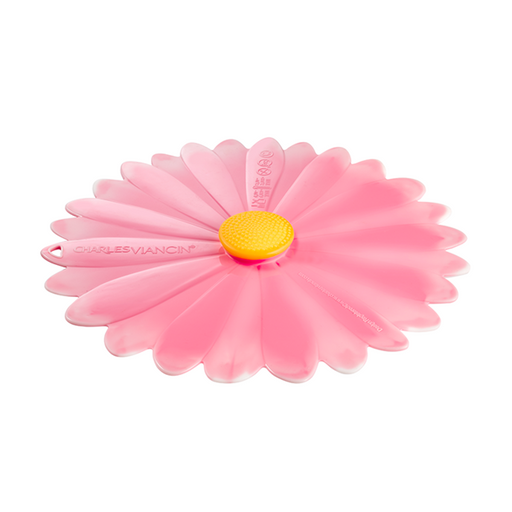 Charles Viancin Pink With Water Silicone 8 Inch Daisy Lid PINK_WHITE