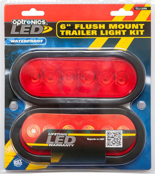 Optronics 6" Flush Mount Trailer Light Kit, Waterproof RED