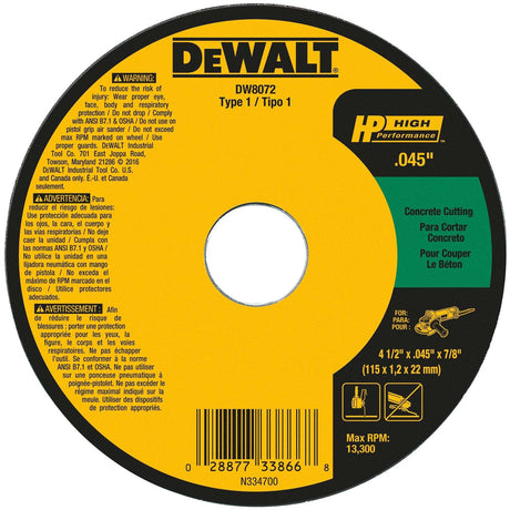 Dewalt 4-1/2 IN. x .045 IN. x 7/8 IN. Silicon Carbide Cut-Off Wheel