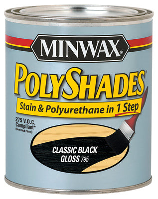 Minwax Polyshades Wood Stain Finish HALF PINT - GLOSS - CLASSIC BLACK CLASSIC_BLACK /  / GLOSS