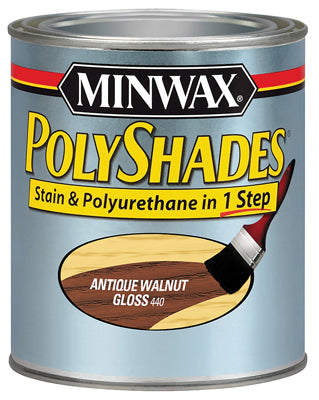 Minwax Polyshades Wood Stain Finish HALF PINT - GLOSS - ANTIQUE WALNUT WALNUT / 1/2PT