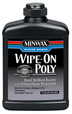 Minwax Water-Based Wipe-On Polyurethane Finish PINT - GLOSS - CLEAR PT