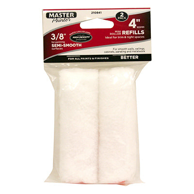 Master Painter 4 in. x 3/8 in. Mini Paint Roller Covers - White Knit - 2 PACK 4X3/8IN