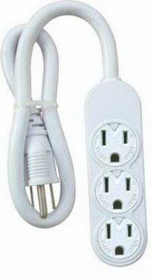 Missing Vendor Mini 3-Outlet Power Strip with 2 FT. Cord - WHITE WHITE