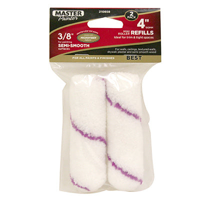 Master Painter 4 in. x 3/8 in. Mini Paint Roller Covers - Microfiber - 2 PACK 4X3/8IN