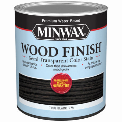 Minwax Wood Finish Water-Based Semi-Transparent Color Stain QUART - TRUE BLACK BLACK