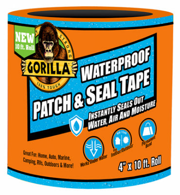Gorilla Waterproof Patch and Seal Black Waterproof Duct Tape 4-in x 10-ft