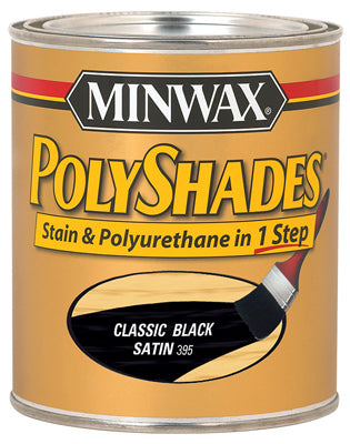 Minwax Polyshades Wood Stain Finish HALF PINT - SATIN - CLASSIC BLACK CLASSIC_BLACK /  / SATIN