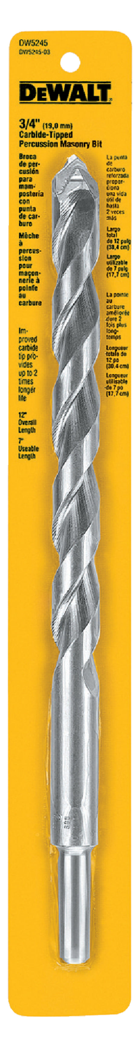 Dewalt 3/4 IN. x 12 IN. Carbide Tipped Premium Percussion Drill Bit