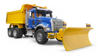Bruder Mack Granite Tip Up Truck With Pow Blade And Light & Sound Module (Trucks) Incl. Battery
