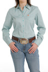 Cinch Women's Tencel Stripe Button-Down Long Sleeve Western Shirt / Blue/Light Blue Strp