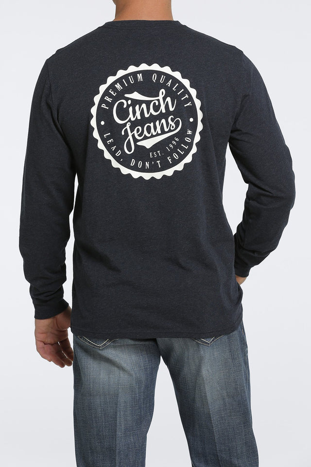 Men's Cinch Jean Long Sleeve Tee / Heather Navy