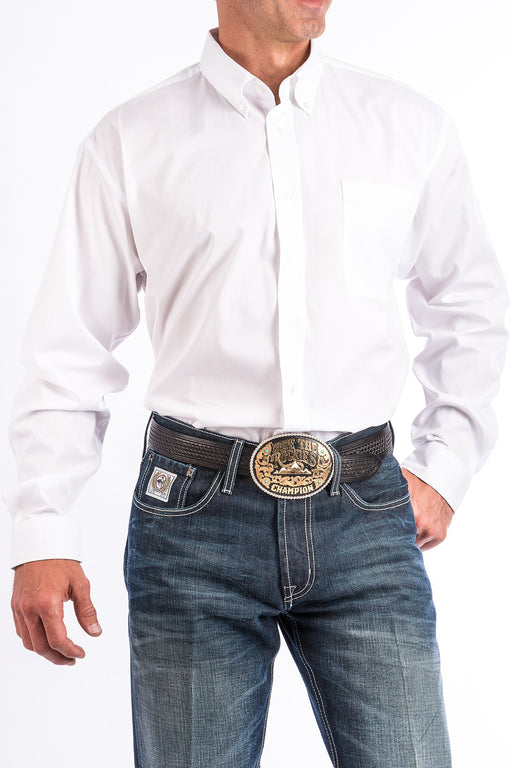 Cinch Men's Solid Button-Down Long Sleeve Western Shirt / White