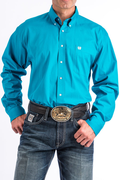 Cinch Men's Solid Button-Down Long Sleeve Western Shirt / Teal