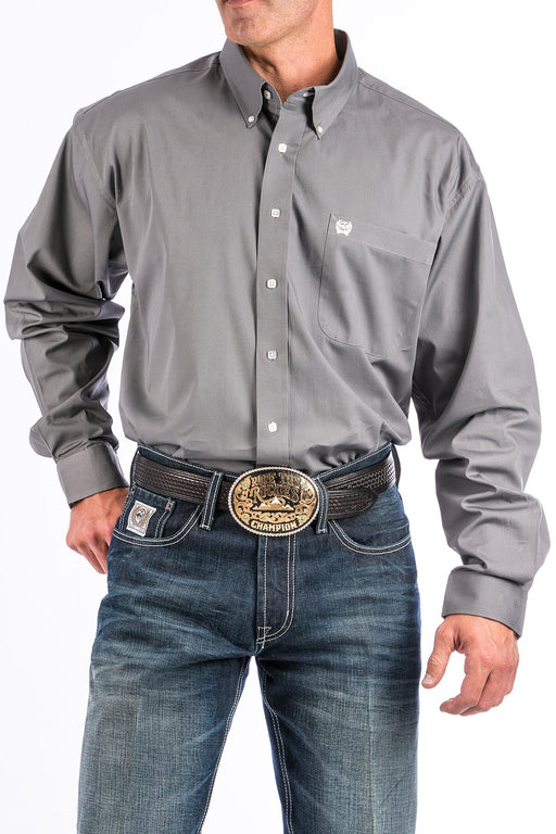 Cinch Men's Solid Button-Down Long Sleeve Western Shirt / Grey