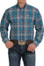 Cinch Men's Match Dad Plaid Button-Down Long Sleeve Western Shirt / Teal/White/Blue