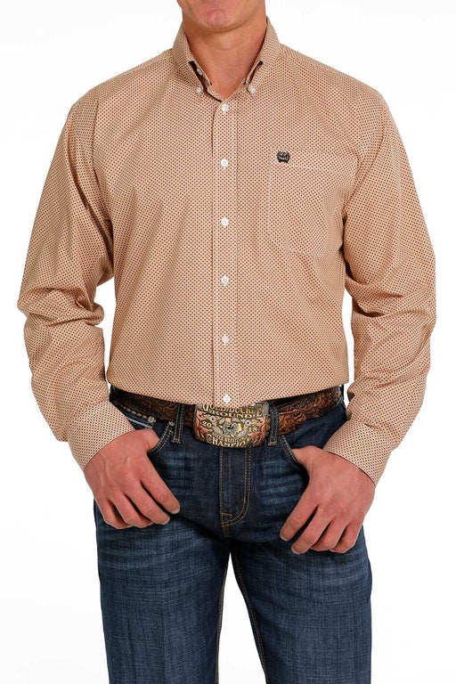 Cinch Men's Geometric Print Button-Down Long Sleeve Western Shirt / Brown