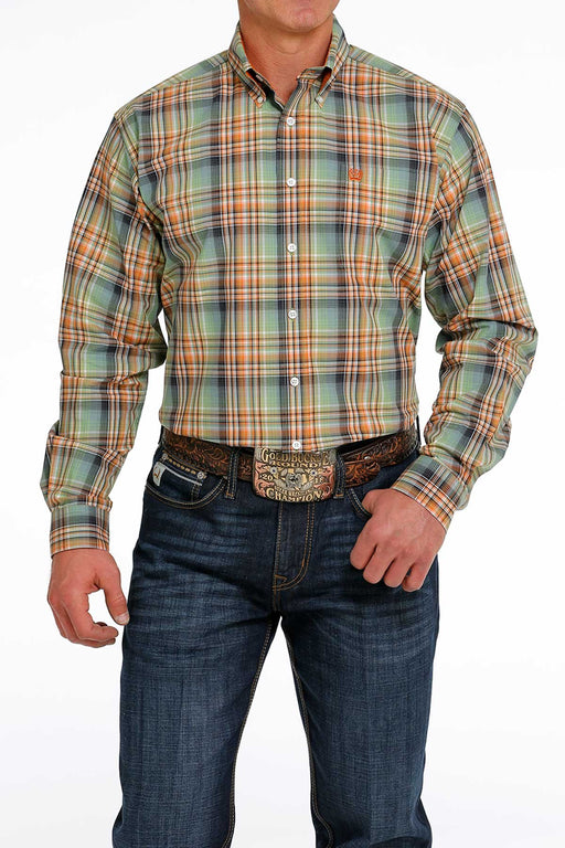 Cinch Men's Plaid Button-Down Long Sleeve Western Shirt / Green