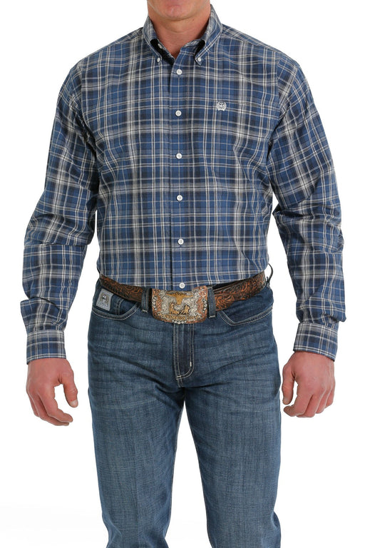 Cinch Men's Plaid Button-Down Long Sleeve Western Shirt / Blue