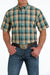 Cinch Men's Plaid Button-Down Long Sleeve Western Shirt / Teal/Orange