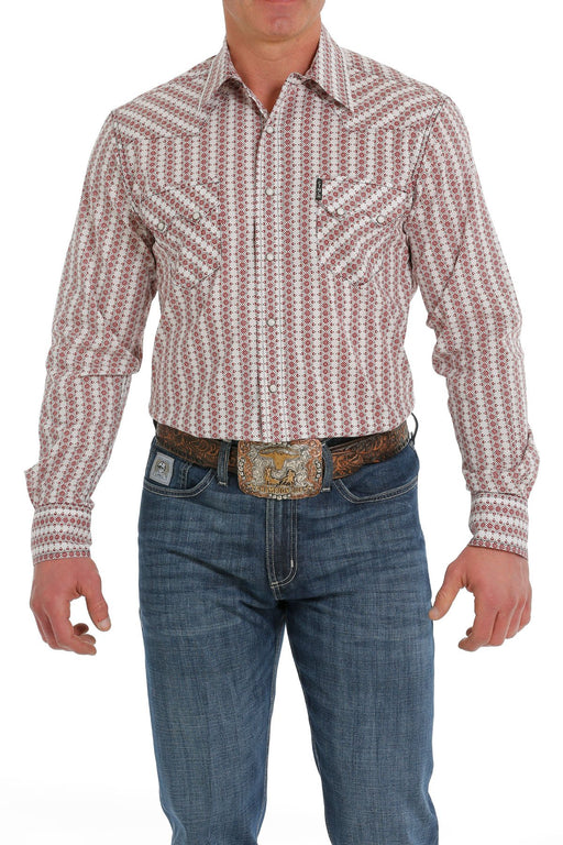 Cinch Men's Modern Fit Button-Down Long Sleeve Western Shirt / White