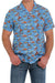 Cinch Men's Cowboy Print Short Sleeve Camp Shirt / Blue