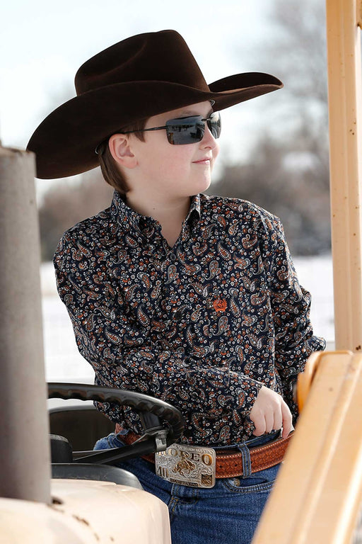 Cinch Boy's Paisley Print Button-Down Long Sleeve Western Shirt