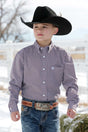 Cinch Boy's Match Dad Geometric Print Button-Down Long Sleeve Western Shirt / Purple