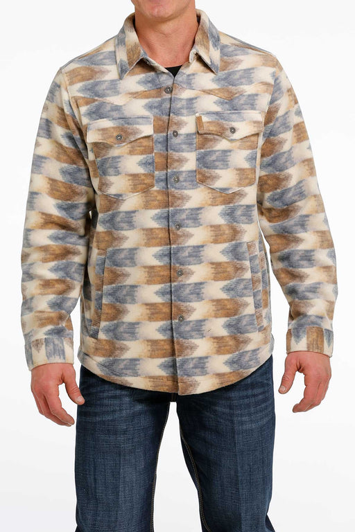 Cinch Men's Aztec Print Polar Fleece Shirt Jacket / Cream