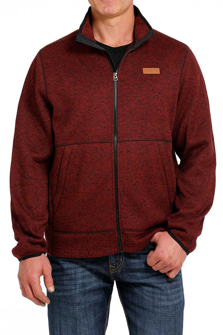 Cinch Men's Sweater Knit Jacket / Burgundy