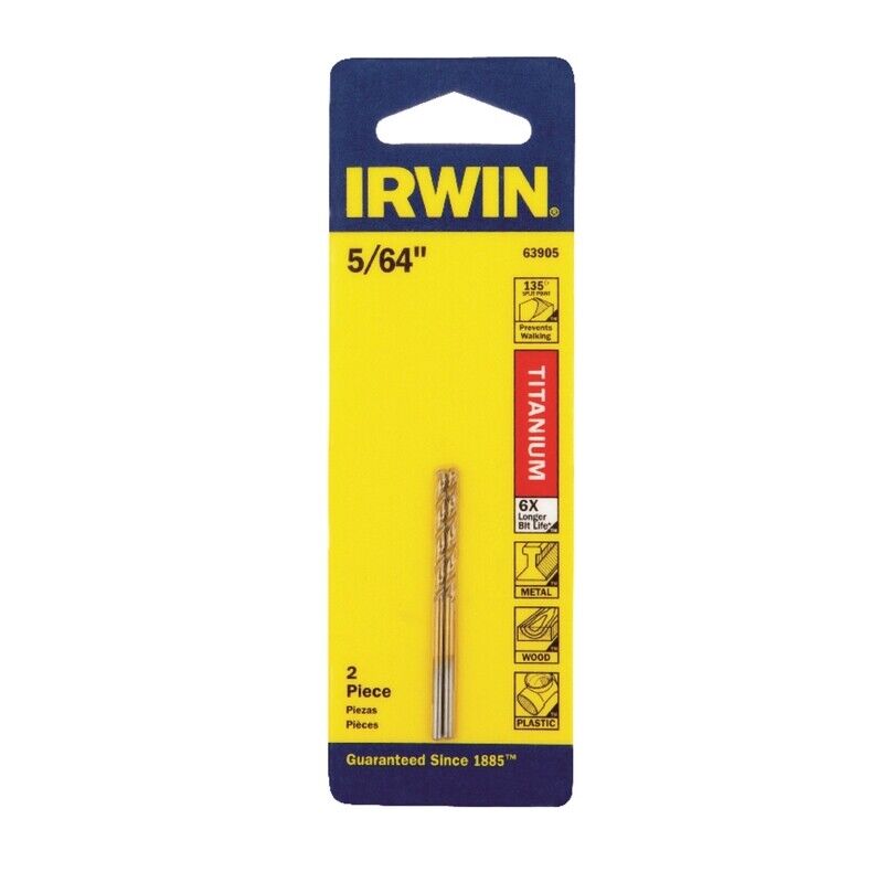 IRWIN INDUSTRIAL TOOL Titanium Nitride Coated HSS Jobber Length Bit 5/64 in.