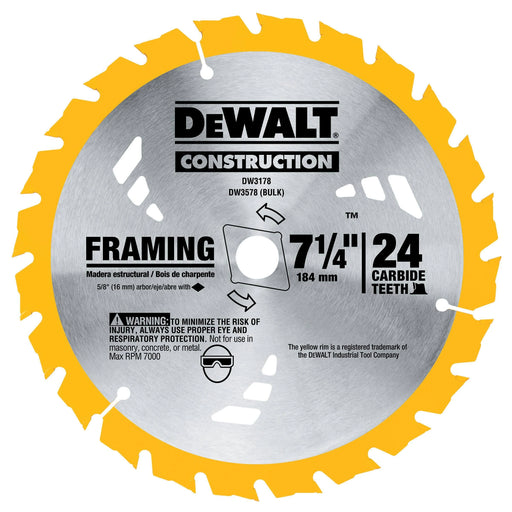 Dewalt 7-1/4 IN. 24T Framing Carbide Thin Kerf Circular Saw Blade / 24T